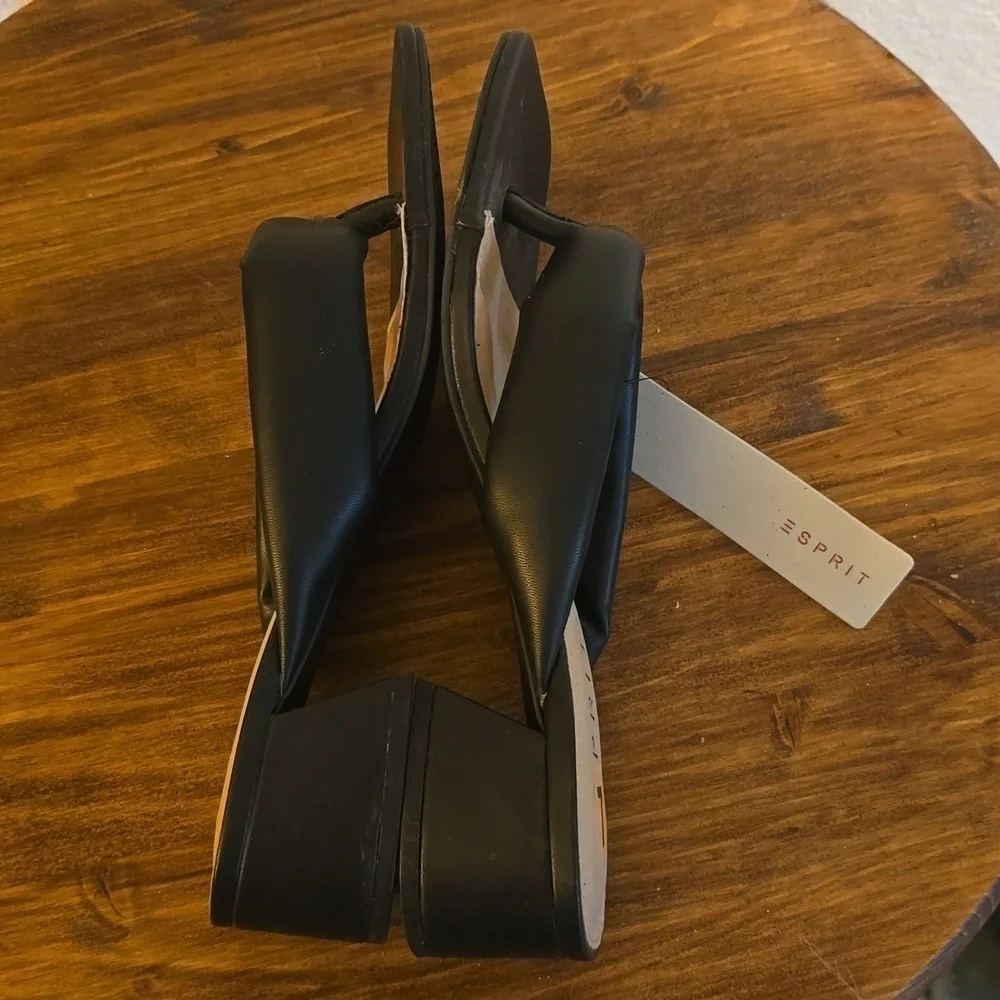 Esprit| Womens Black Square Toe Slip On Heel  Slides Careerwear Thongs Sz.8.5 - Picture 7 of 11